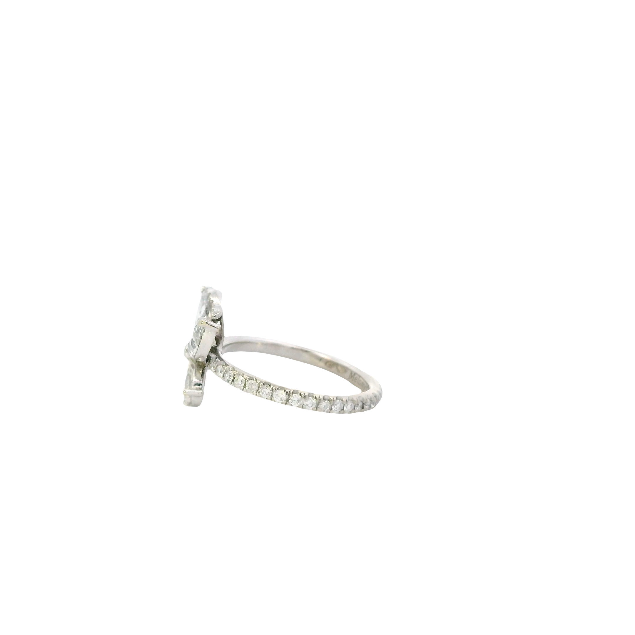14K White Gold Diamond Butterfly Women's Ring-2.39ct