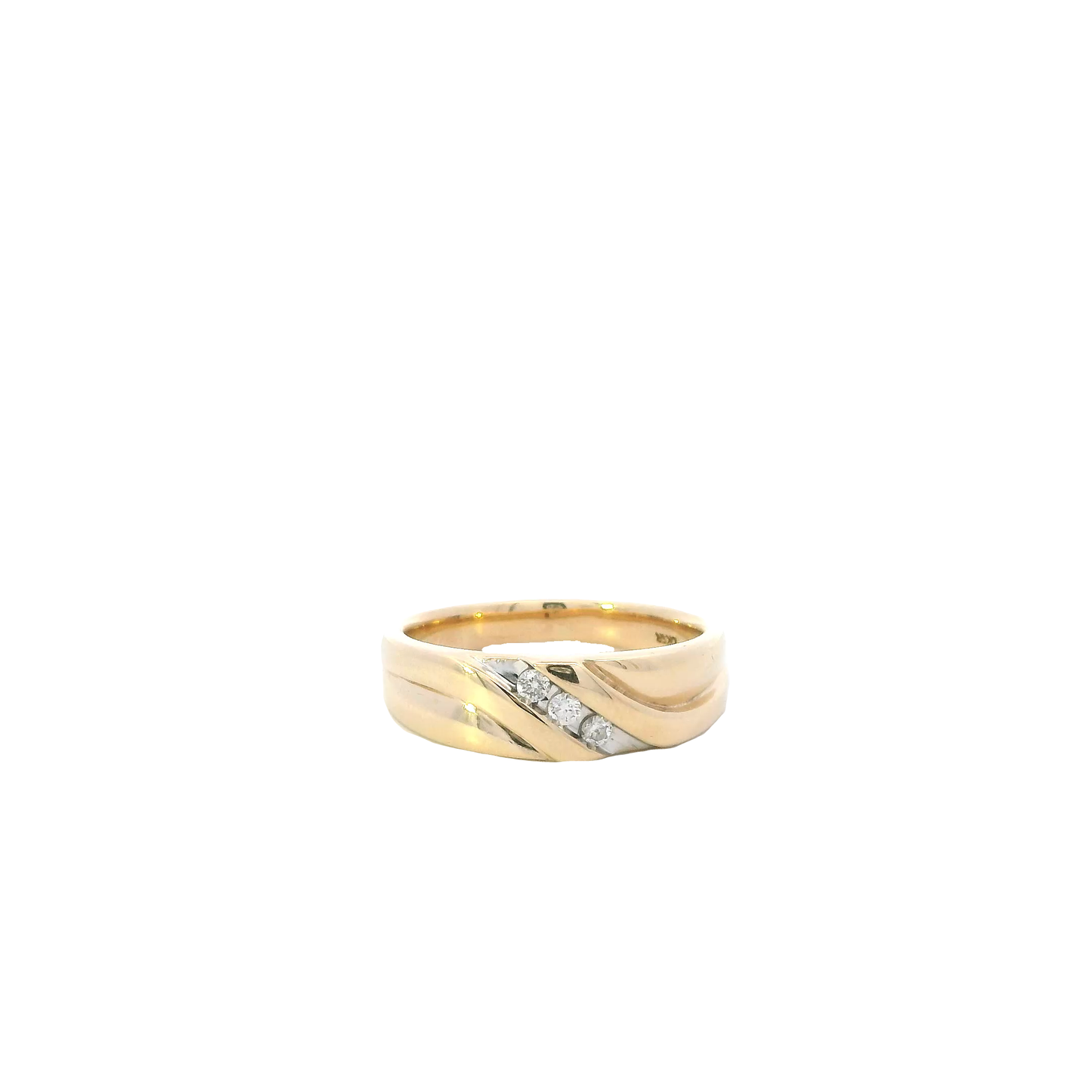 10K Yellow Gold Diamond Men's Ring-0.09ct