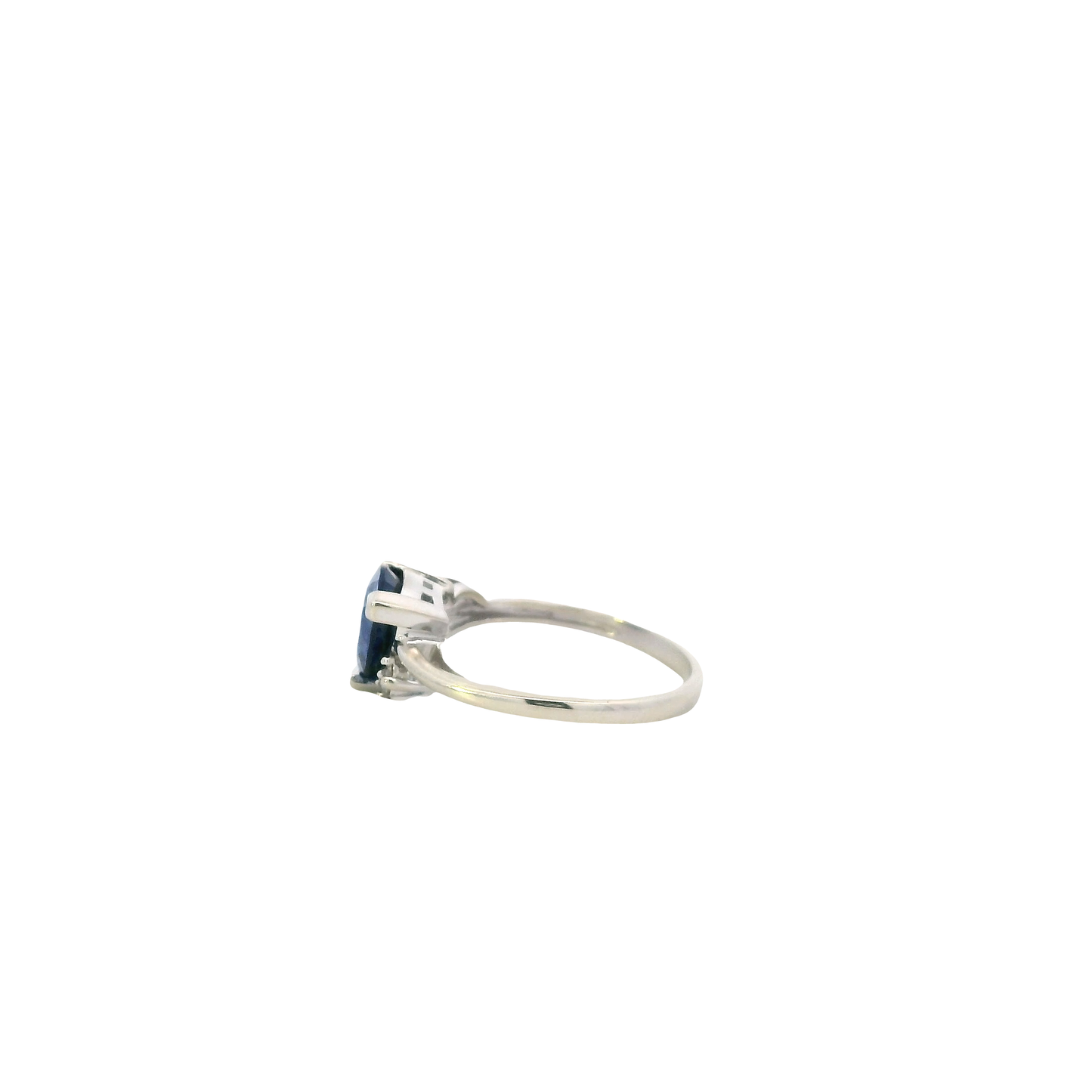14K White Gold Trillion Blue Sapphire & Diamond Matching Earring, Pendant, And Ring Set -0.03ct