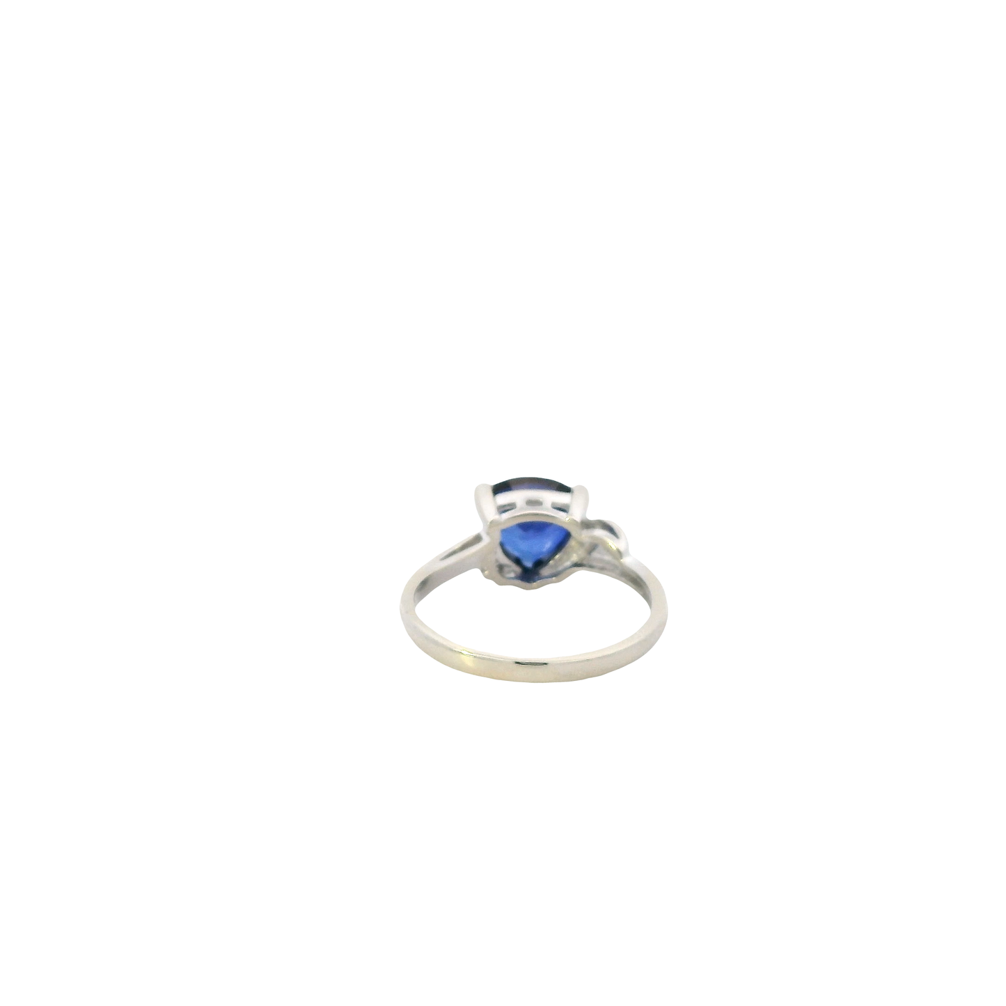 14K White Gold Trillion Blue Sapphire & Diamond Matching Earring, Pendant, And Ring Set -0.03ct