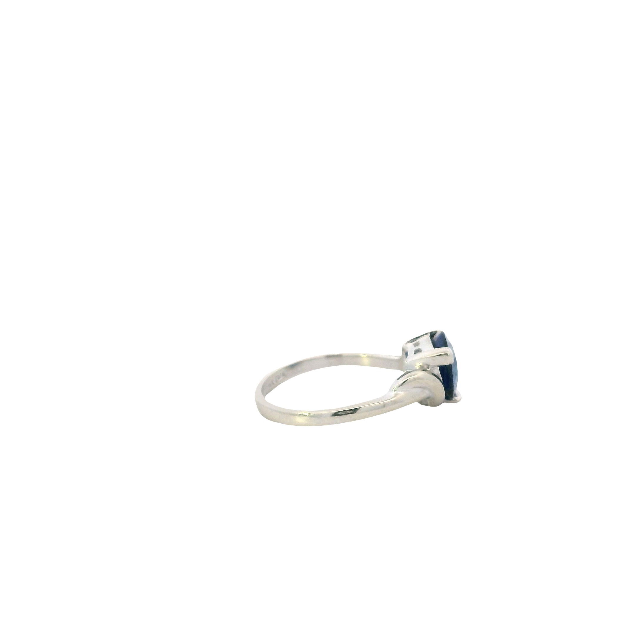 14K White Gold Trillion Blue Sapphire & Diamond Matching Earring, Pendant, And Ring Set -0.03ct