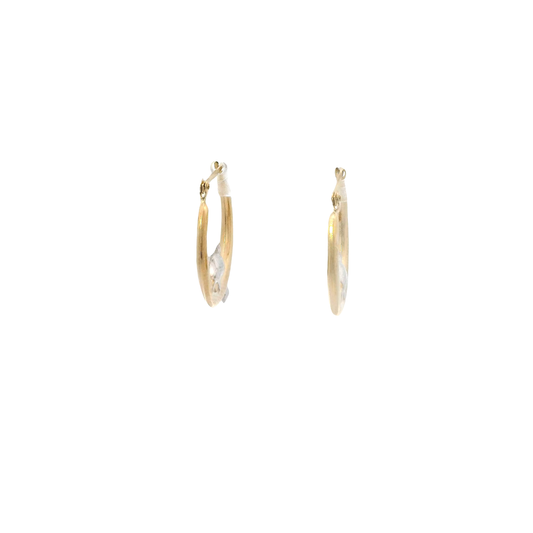 10K Yellow & White Gold Dolphin Hoop Earrings
