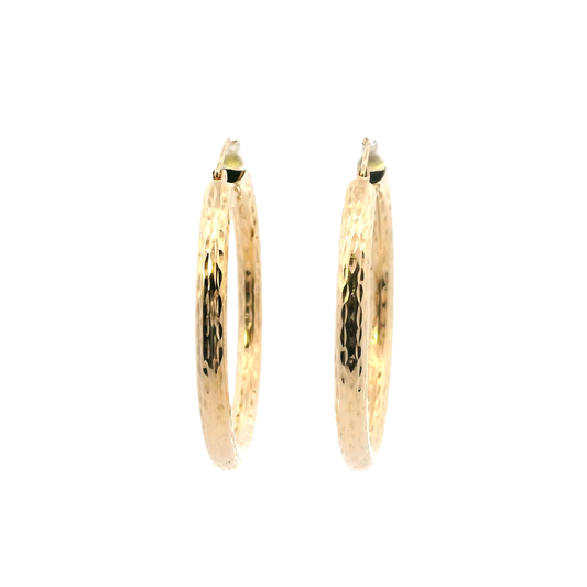 14K Yellow Gold Diamond Cut Tube Earrings