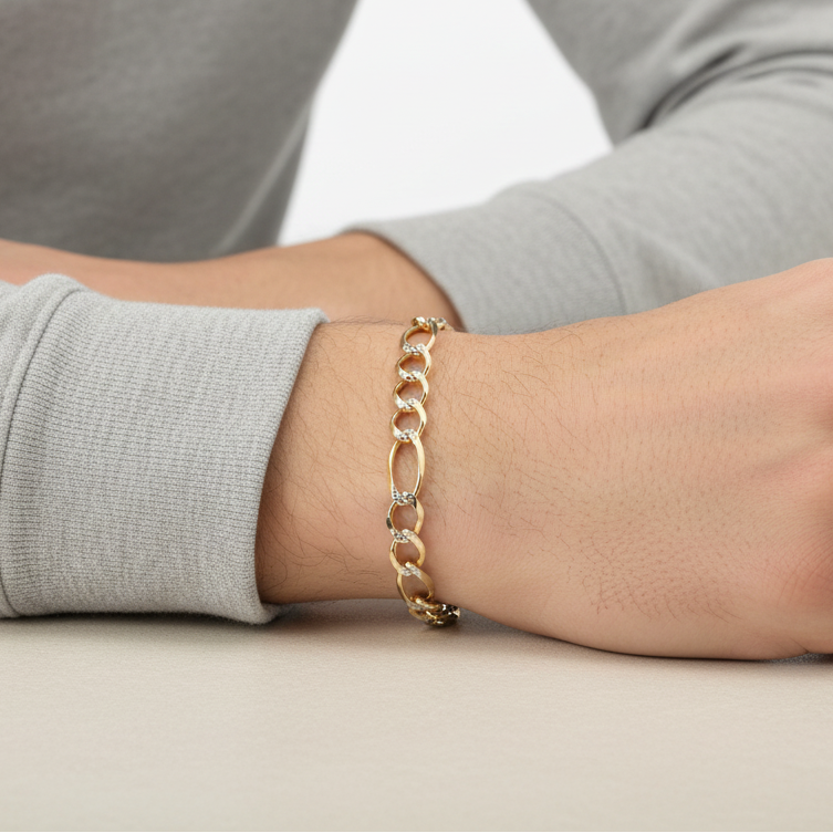 10K Yellow Gold 8.5" Figaro Bracelet