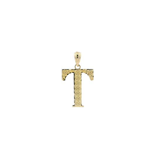 10K Yellow Gold Letter "T" Pendant