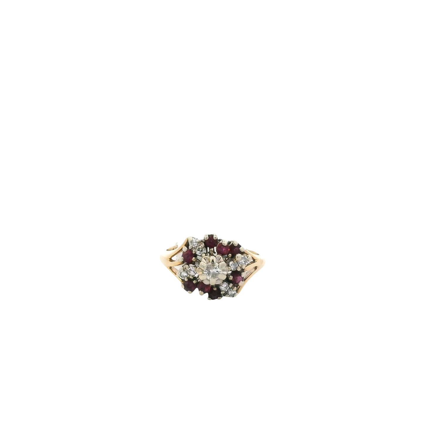 14K Yellow Gold Diamond & Ruby Women's Ring -0.26ct