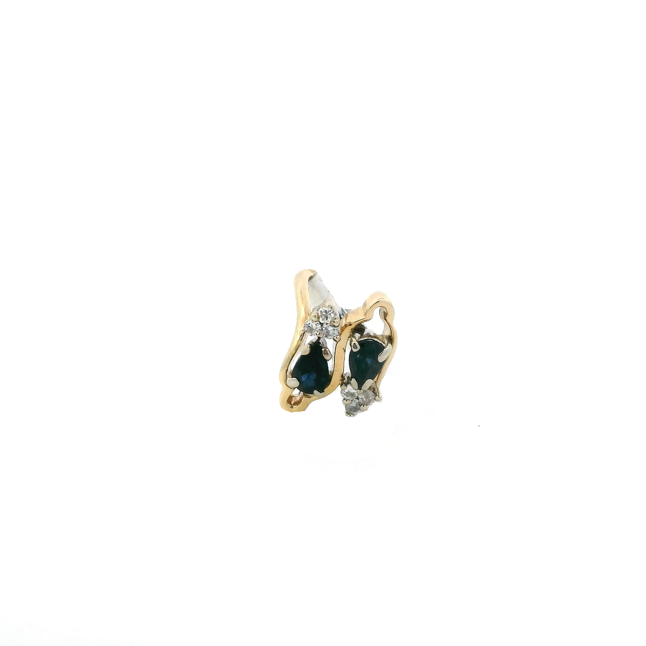 14K Yellow Gold Sapphire & Diamond Women's Ring -0.22ct