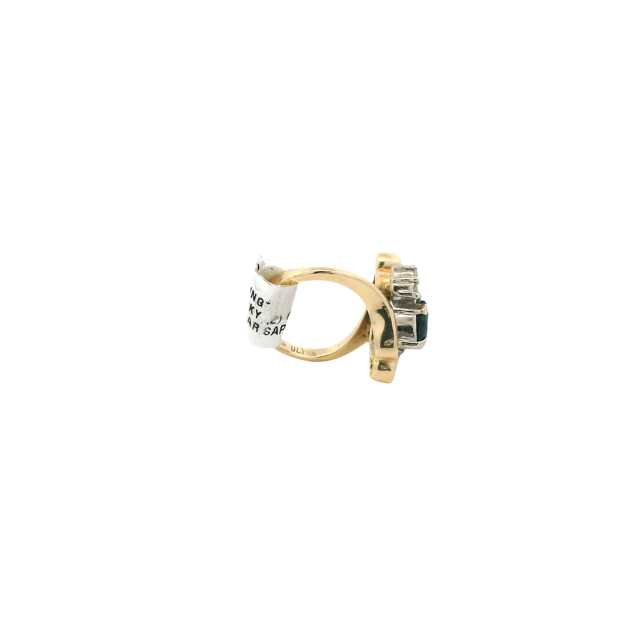 14K Yellow Gold Sapphire & Diamond Women's Ring -0.22ct