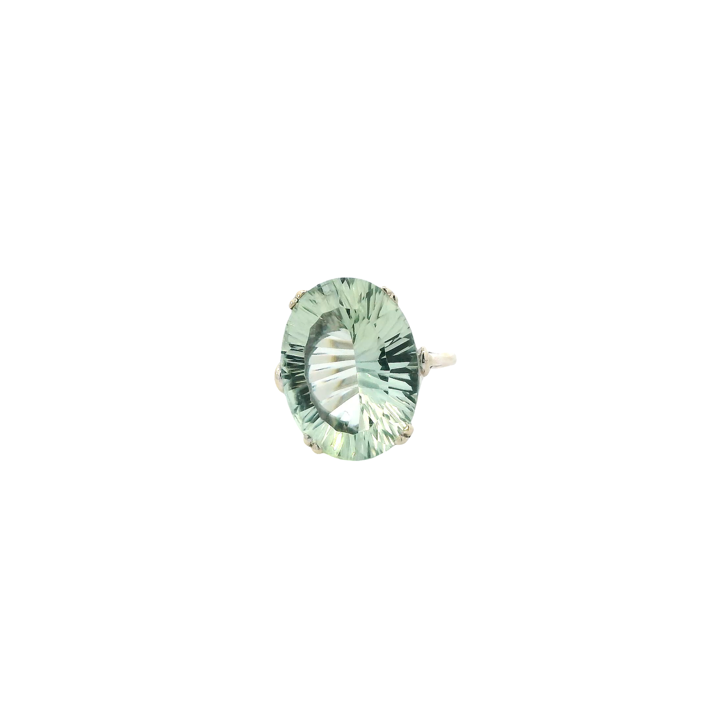 14K White Gold Prasiolite Green Amethyst Ring