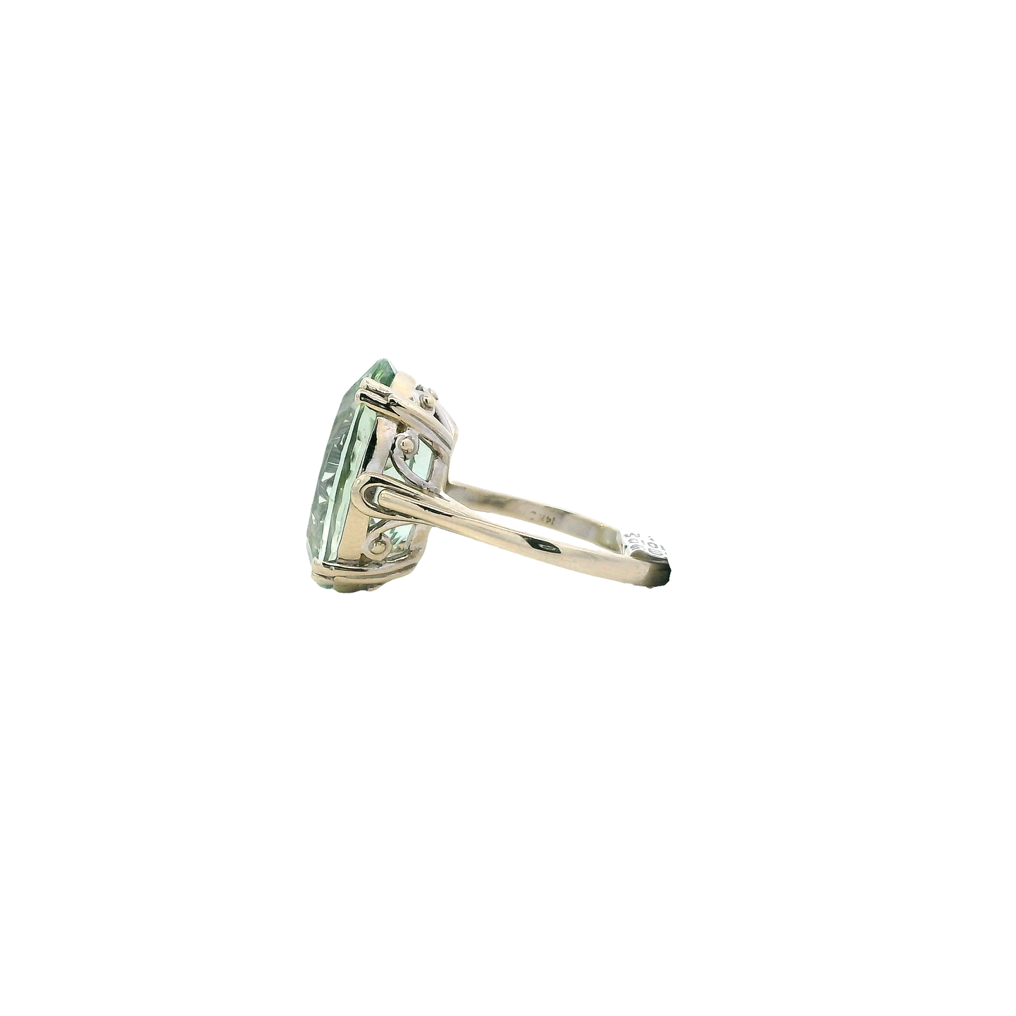 14K White Gold Prasiolite Green Amethyst Ring