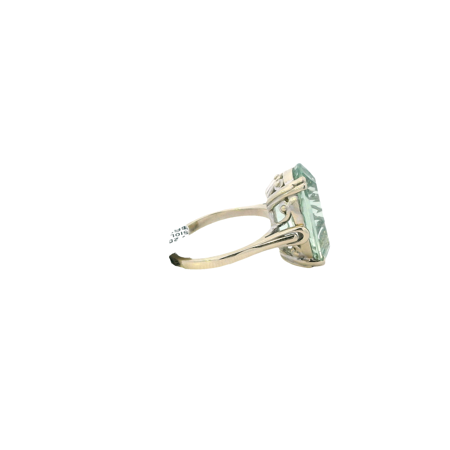 14K White Gold Prasiolite Green Amethyst Ring