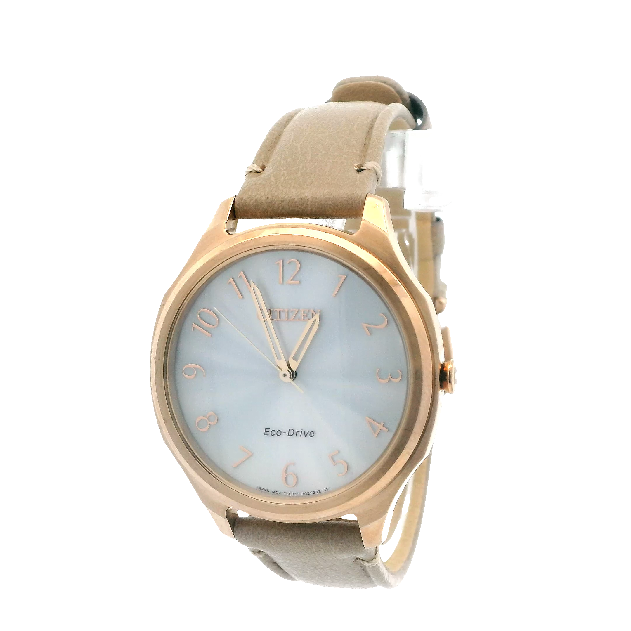 Citizen Eco-Drive Silver Dial Beige Leather Band Women's Watch
