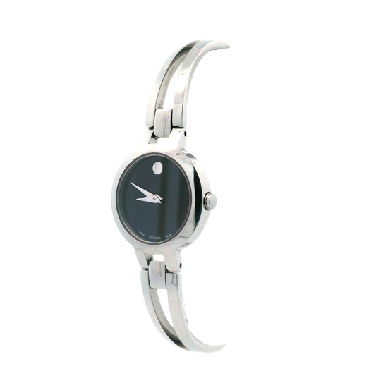 Movado Amorosa Stainless Steel Black Dial Quartz Analog Women's Wristwatch