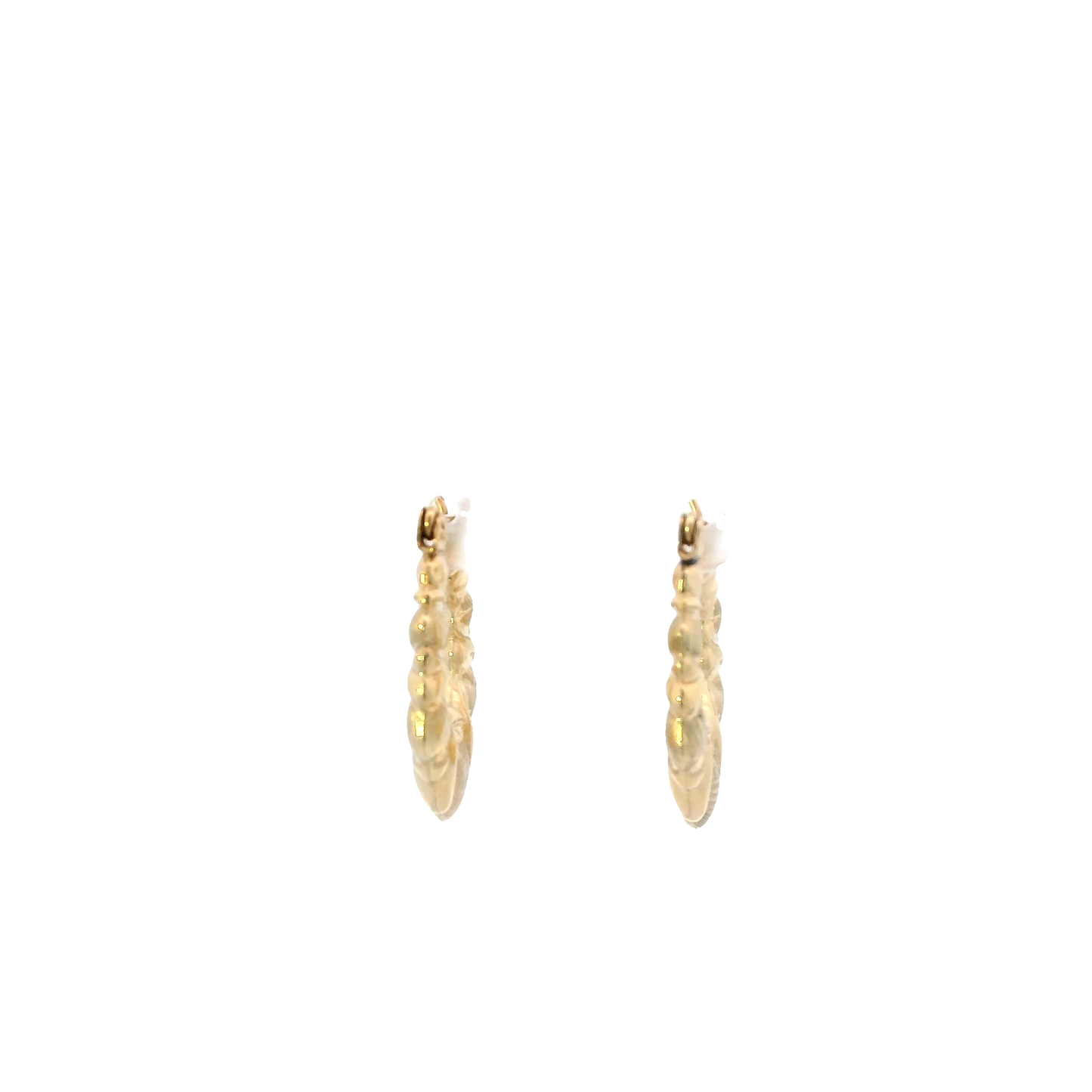10K Yellow Gold Hollow Heart Bamboo Hoop Earrings