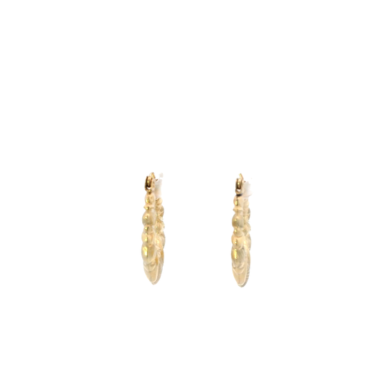 10K Yellow Gold Hollow Heart Bamboo Hoop Earrings