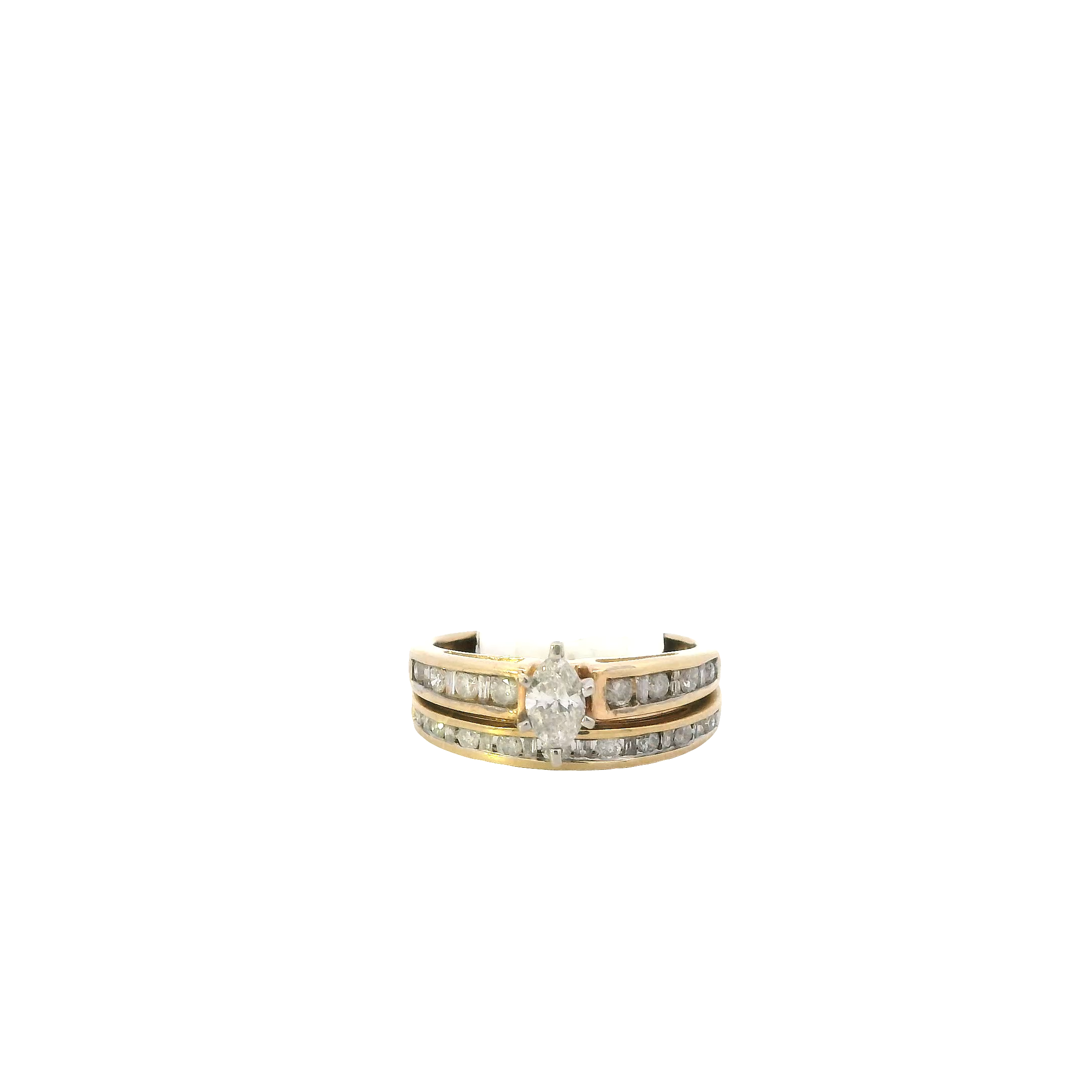 10K Yellow Gold Diamond Women's Engagement & Wedding Ring Set -0.69ct