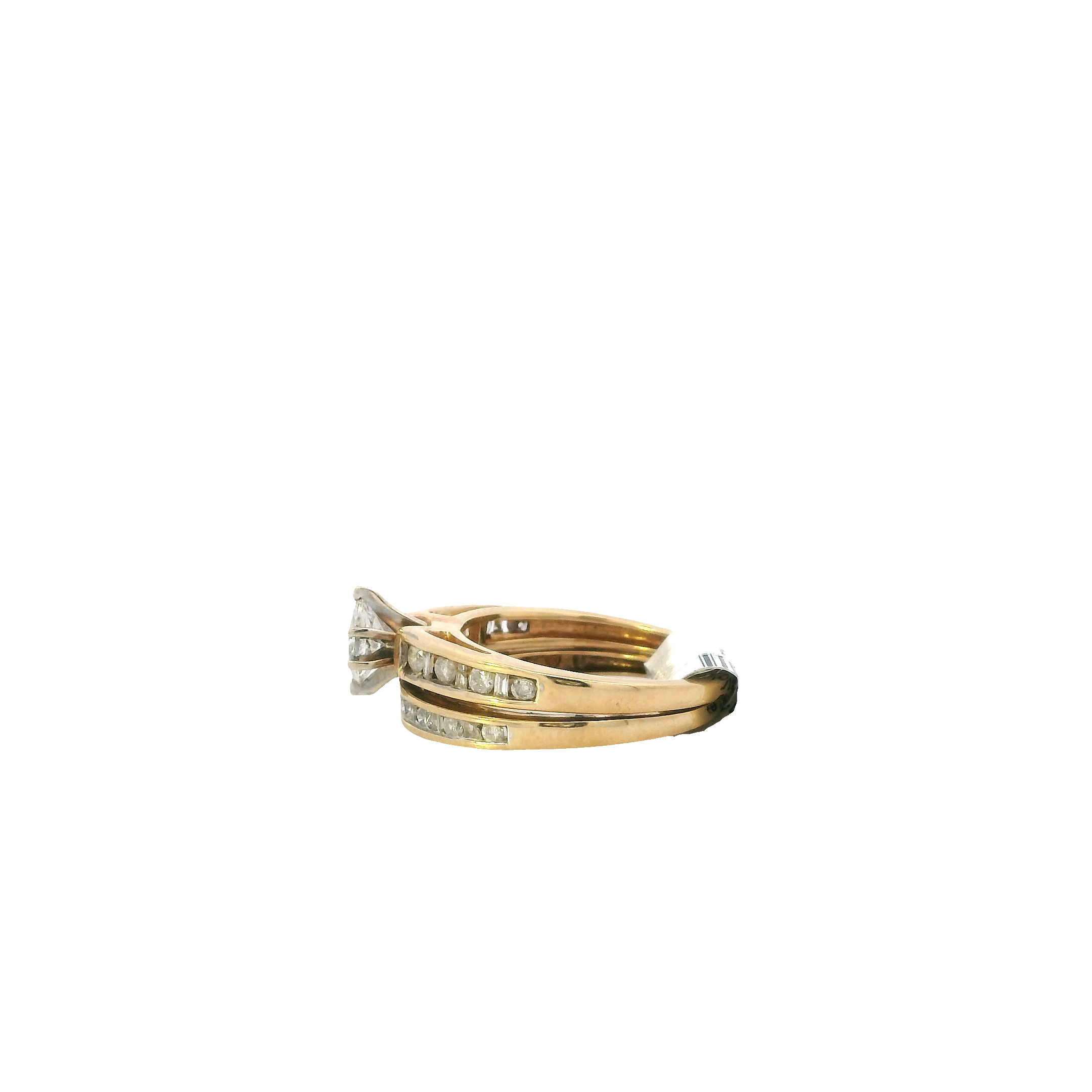 10K Yellow Gold Diamond Women's Engagement & Wedding Ring Set -0.69ct