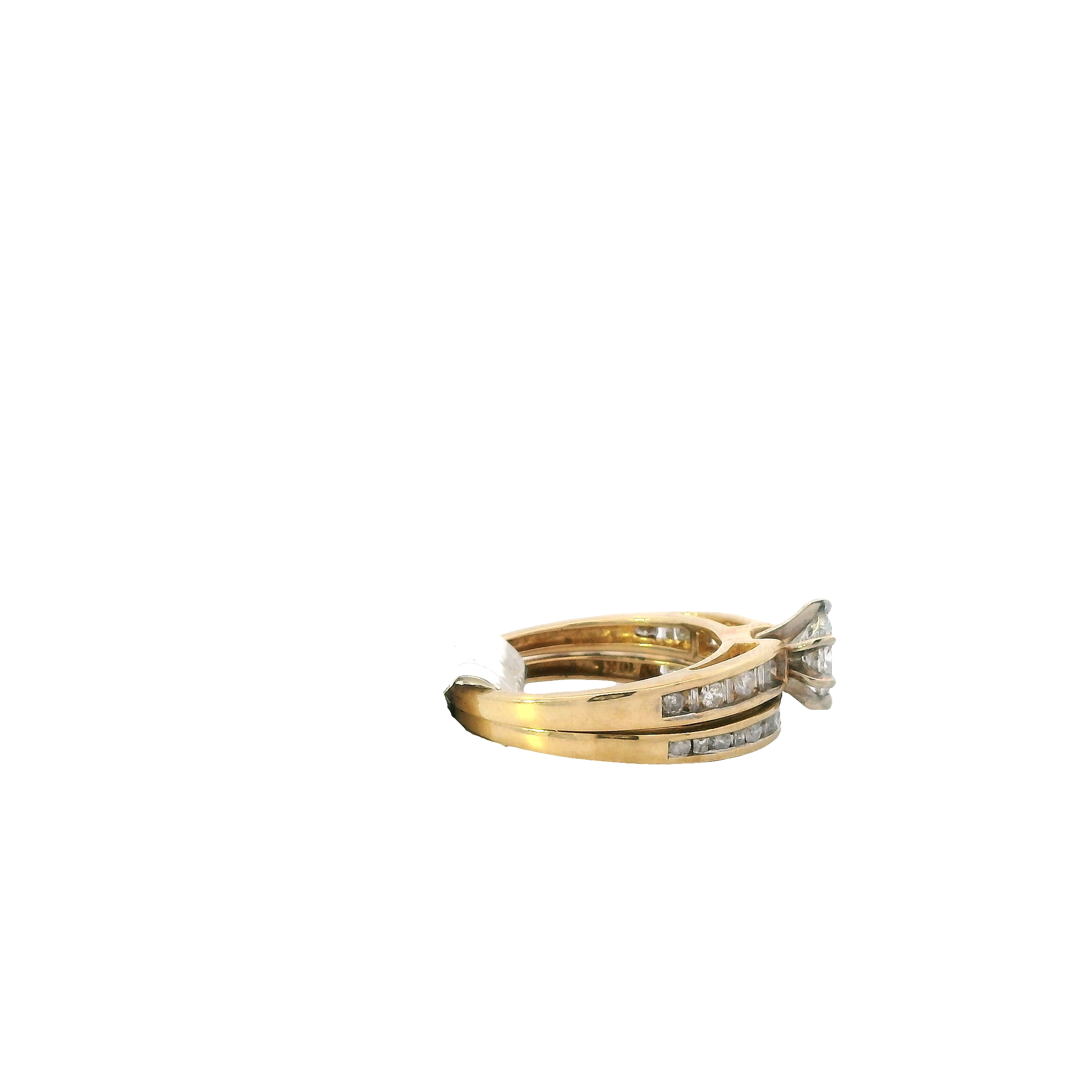 10K Yellow Gold Diamond Women's Engagement & Wedding Ring Set -0.69ct