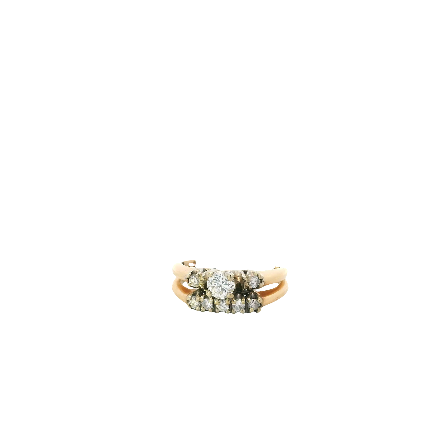 14K Yellow Gold Diamond Women's Engagement & Wedding Ring Set -0.43ct