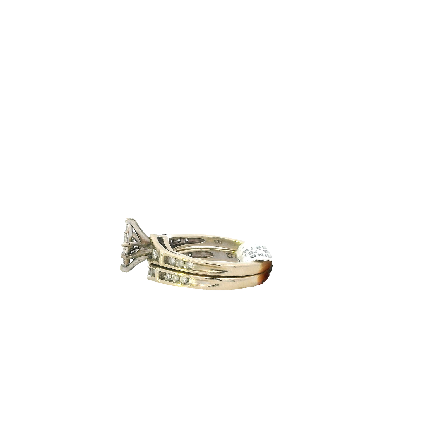 10K White Gold Diamond Women's Engagement & Wedding Ring Set  -0.58ct