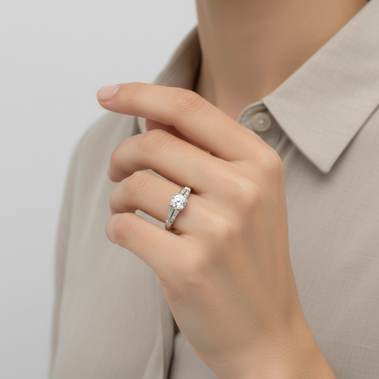 Platinum Diamond Women's Ring -0.42ct