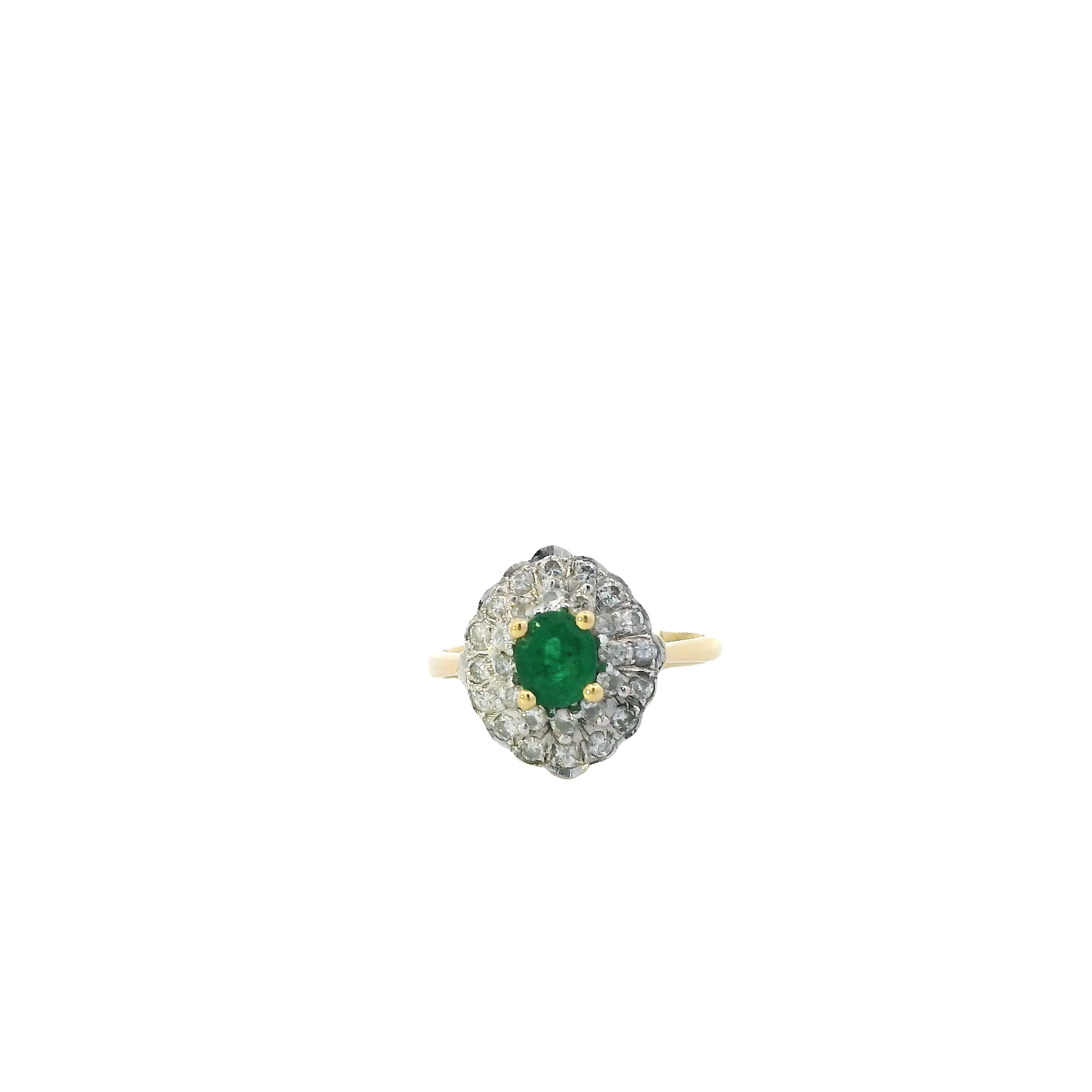 14K Yellow Gold & White Gold Emerald & Diamond Women's Ring -0.54ct