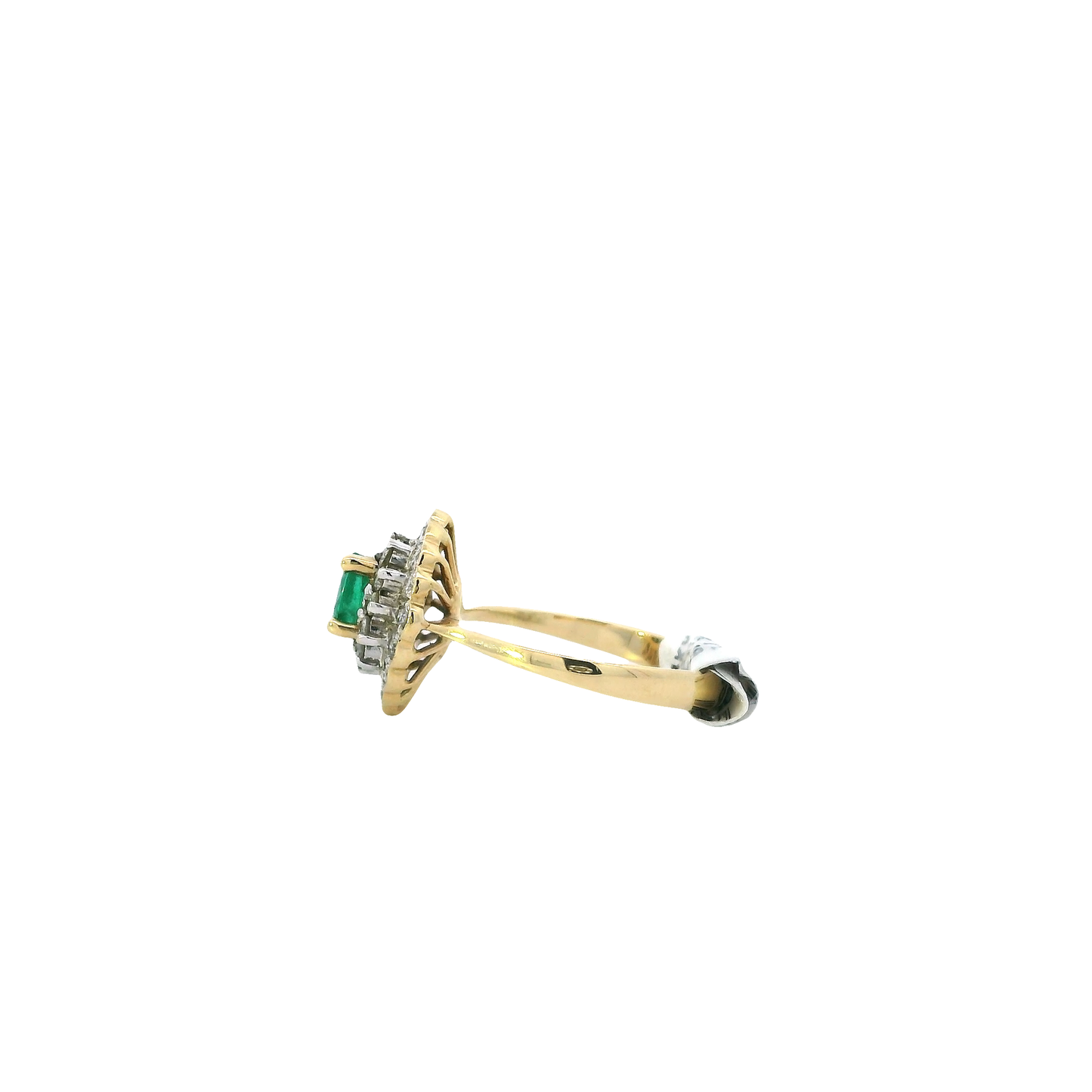 14K Yellow Gold & White Gold Emerald & Diamond Women's Ring -0.54ct