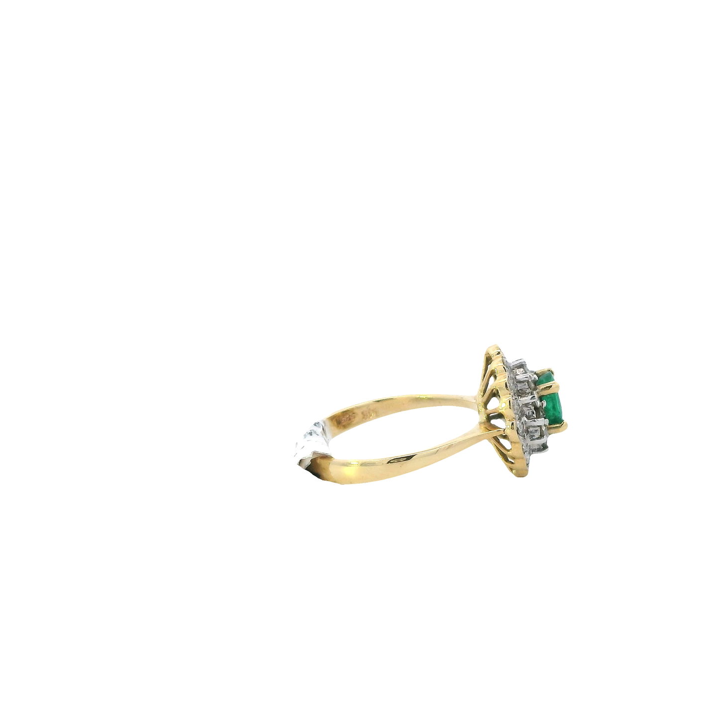 14K Yellow Gold & White Gold Emerald & Diamond Women's Ring -0.54ct