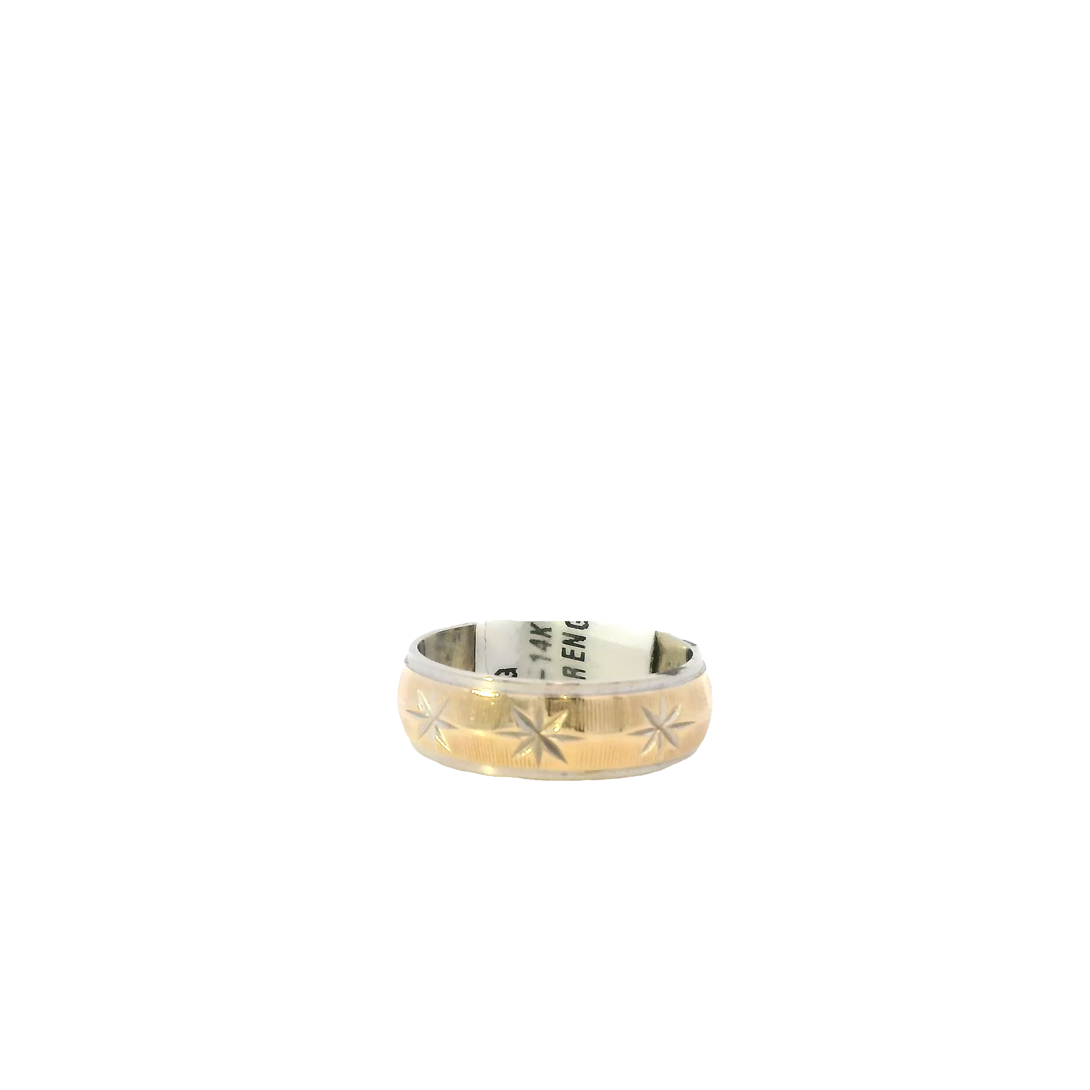 14K Yellow & White Gold Star Engraved Women's Band