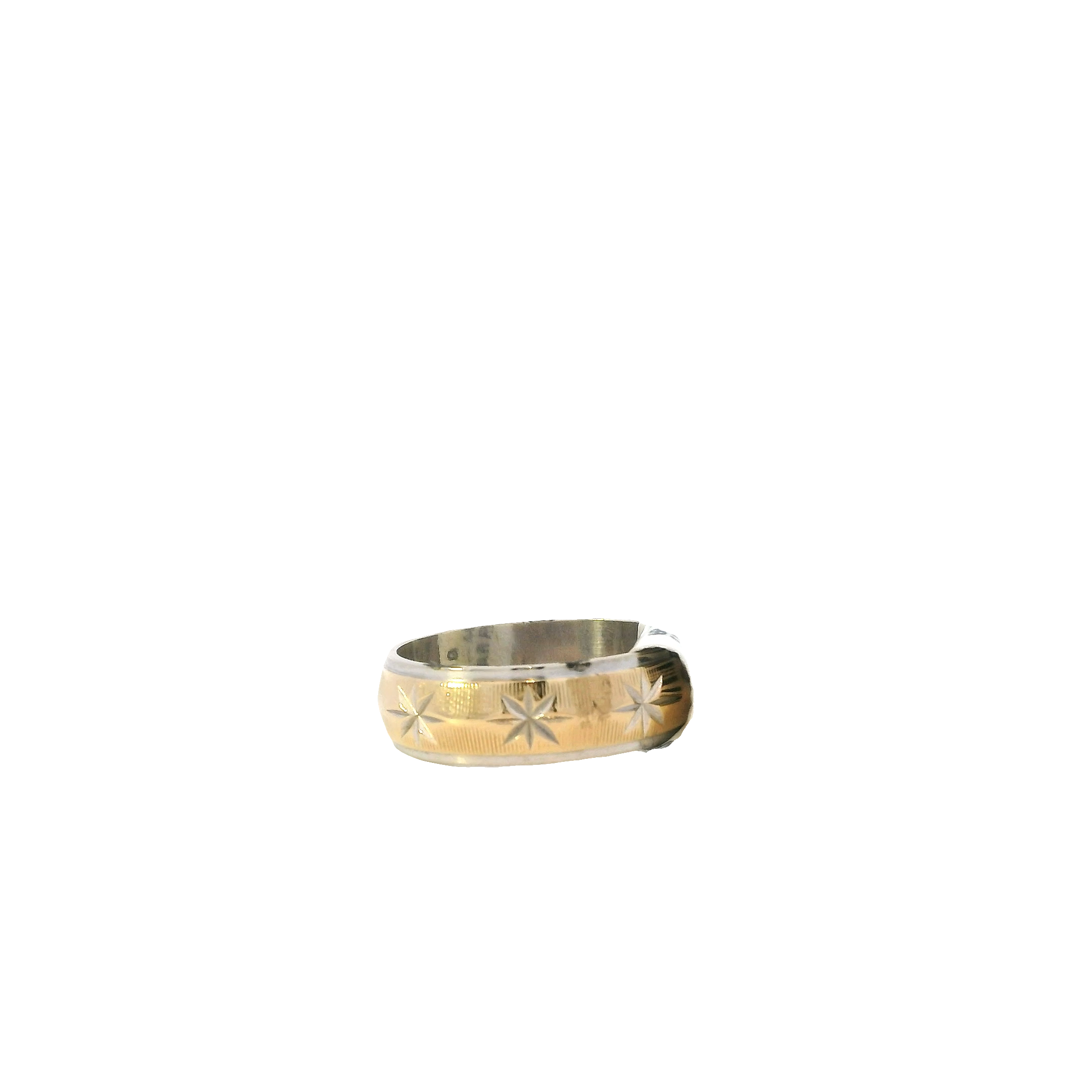 14K Yellow & White Gold Star Engraved Women's Band