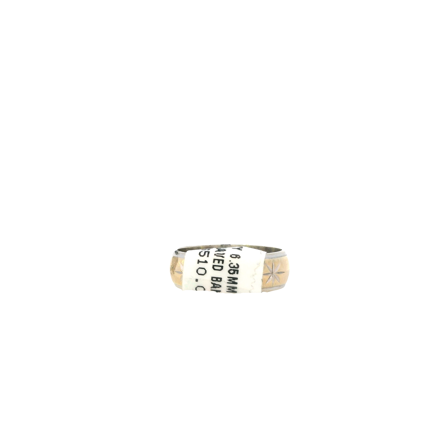 14K Yellow & White Gold Star Engraved Women's Band
