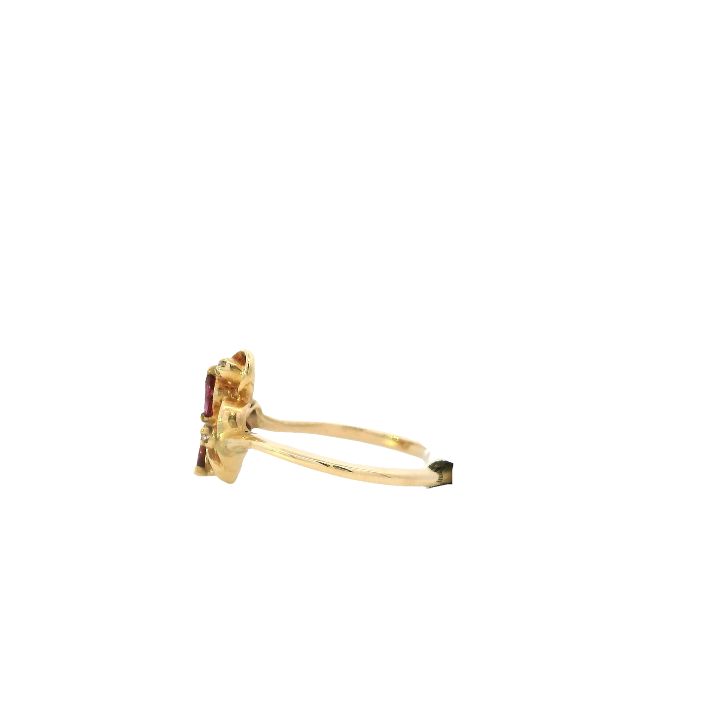 14K Yellow Gold Ruby & Diamond Men's Ring -0.05ct