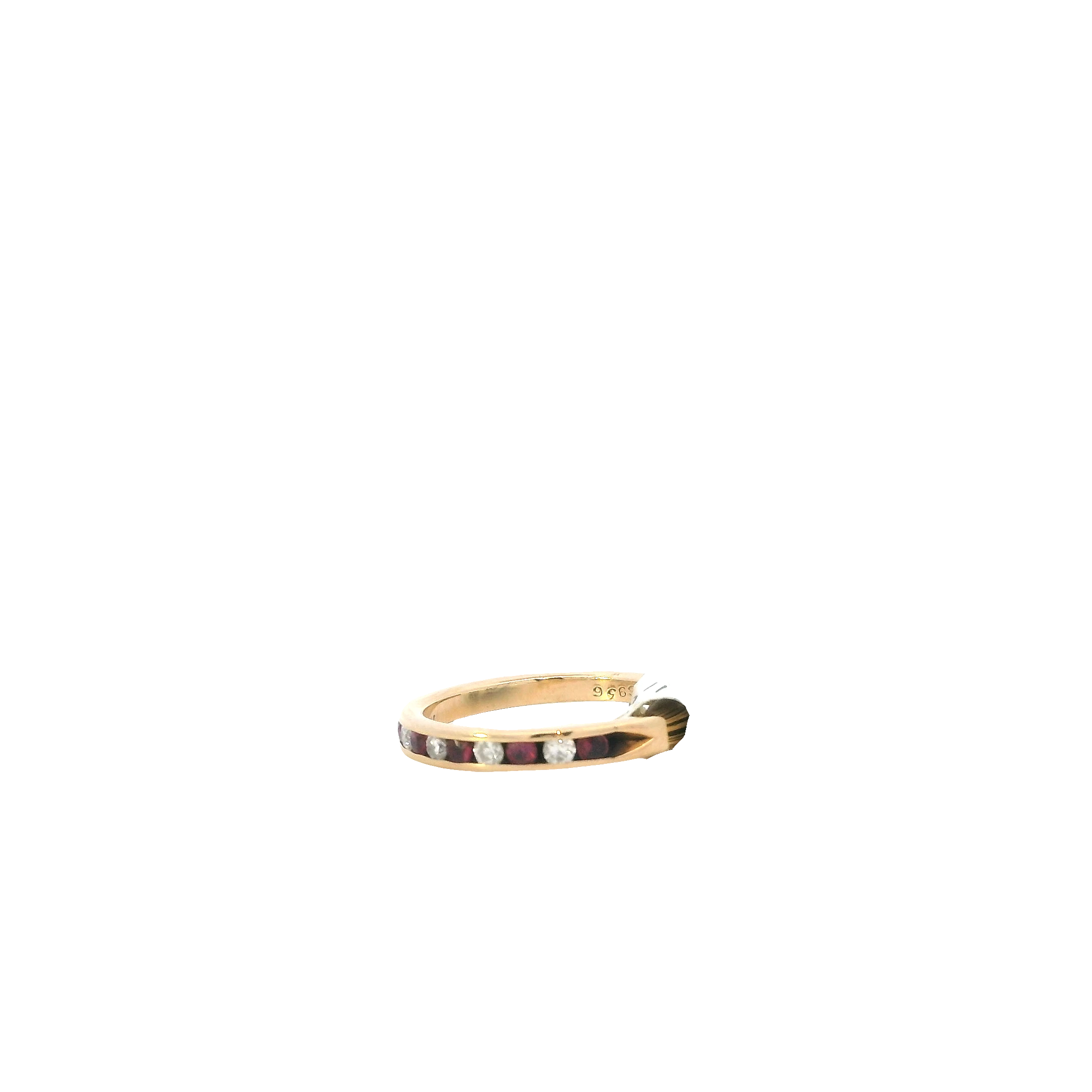 14K Yellow Gold Diamond & Ruby Women's Ring -0.24ct