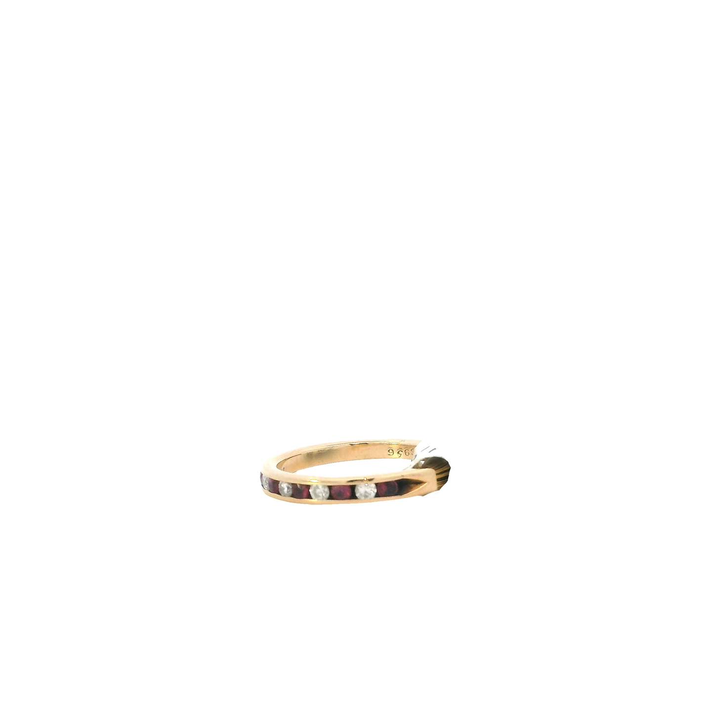 14K Yellow Gold Diamond & Ruby Women's Ring -0.24ct