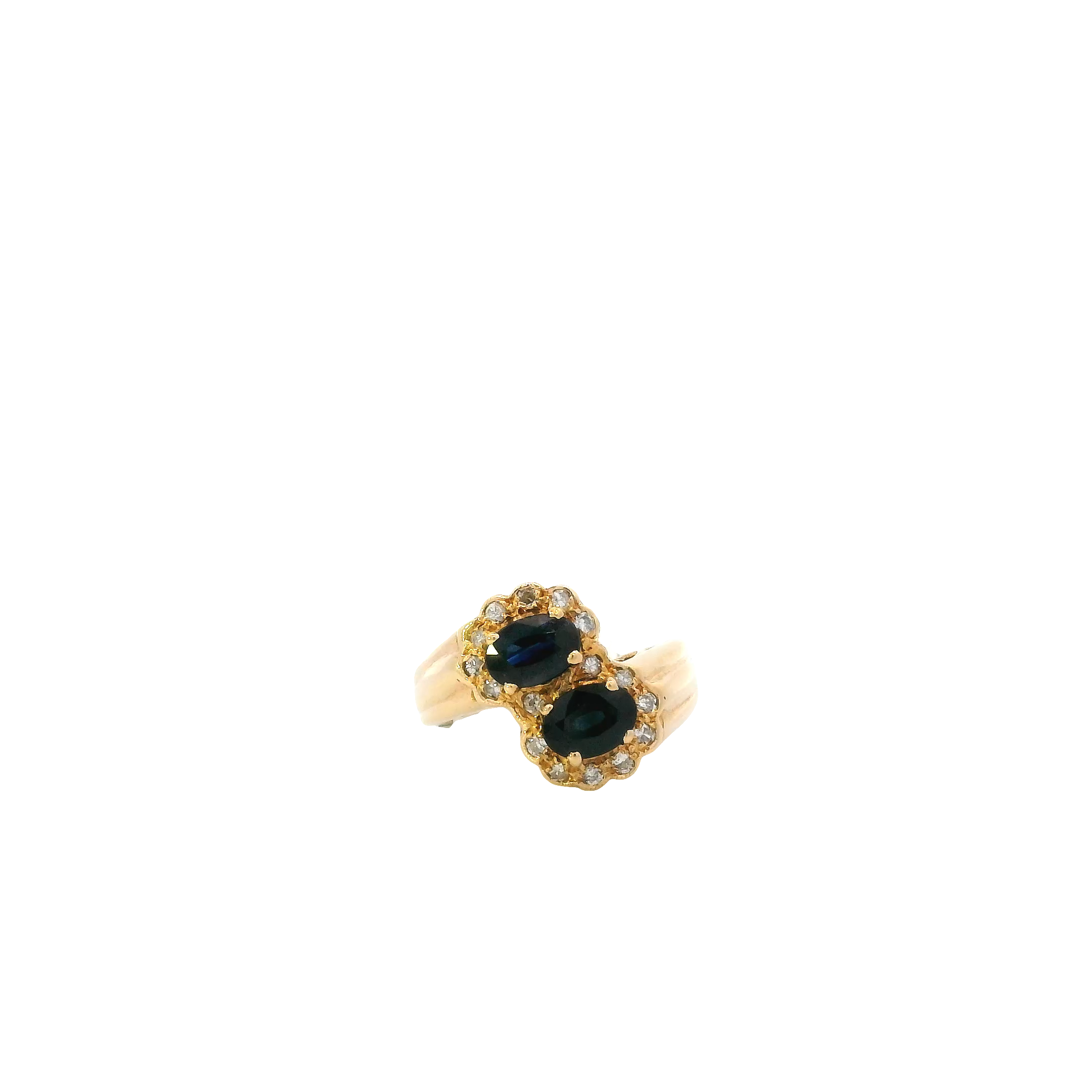 14K Yellow Gold Opal Sapphire & Diamond Women's Ring -0.17ct