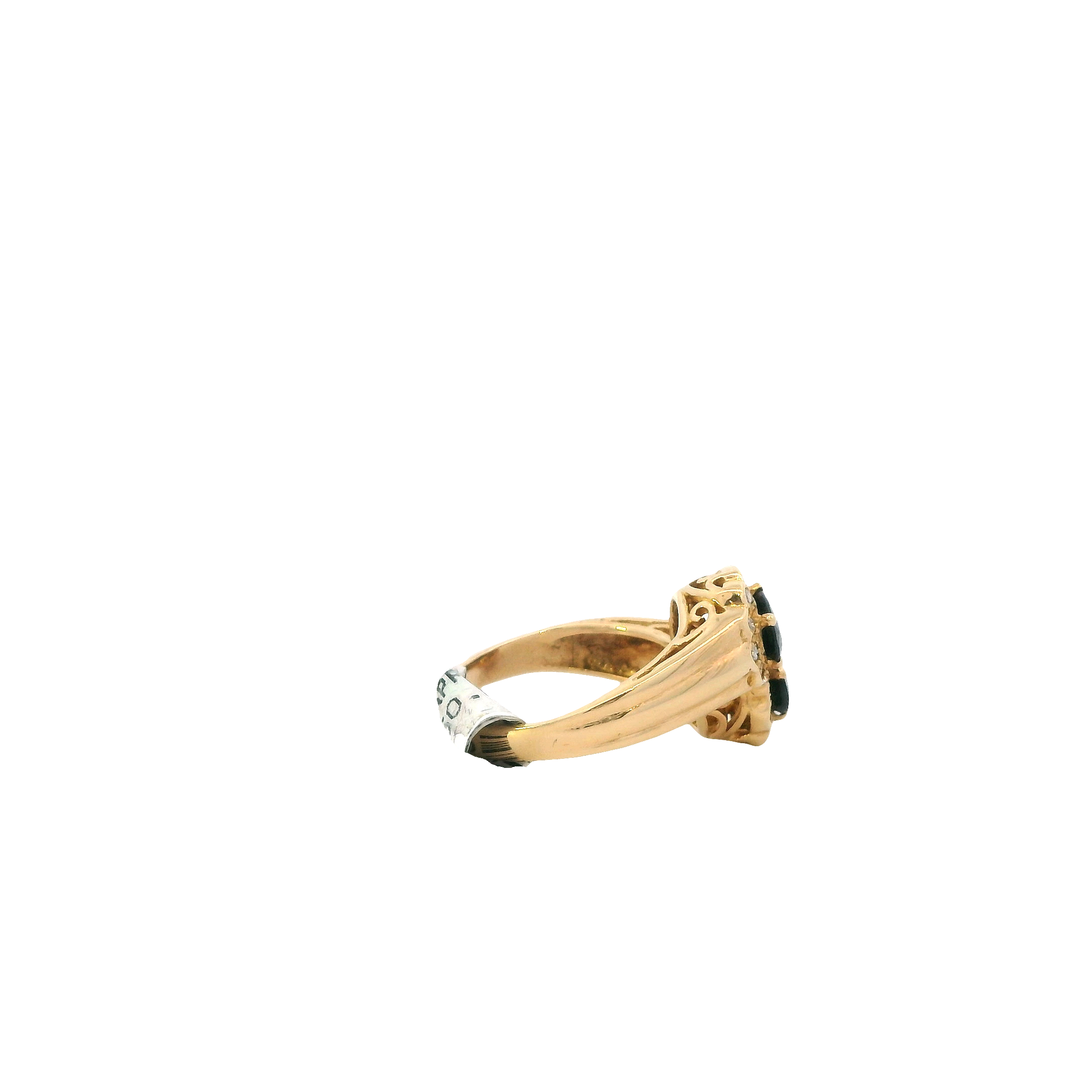 14K Yellow Gold Opal Sapphire & Diamond Women's Ring -0.17ct