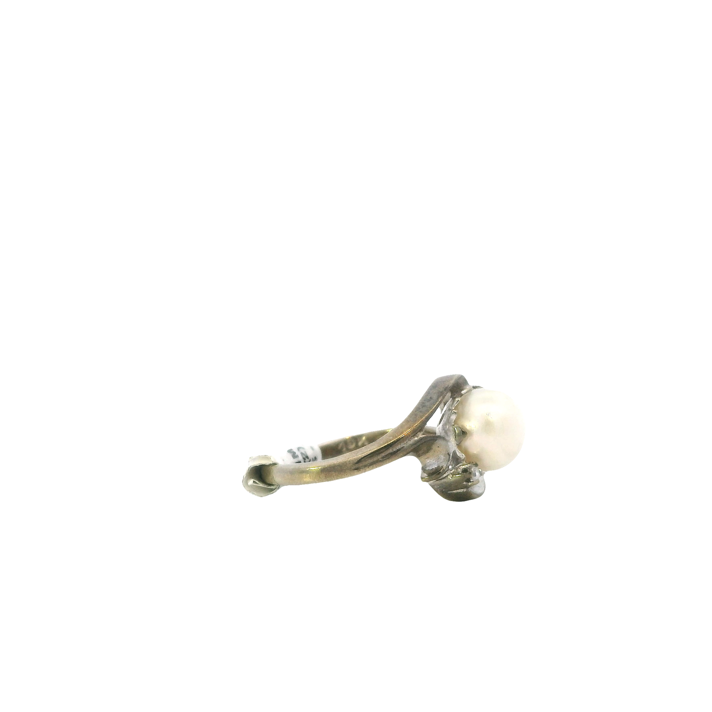 10K White Gold Akoya Pearl & Diamond Women's Ring -0.03ct