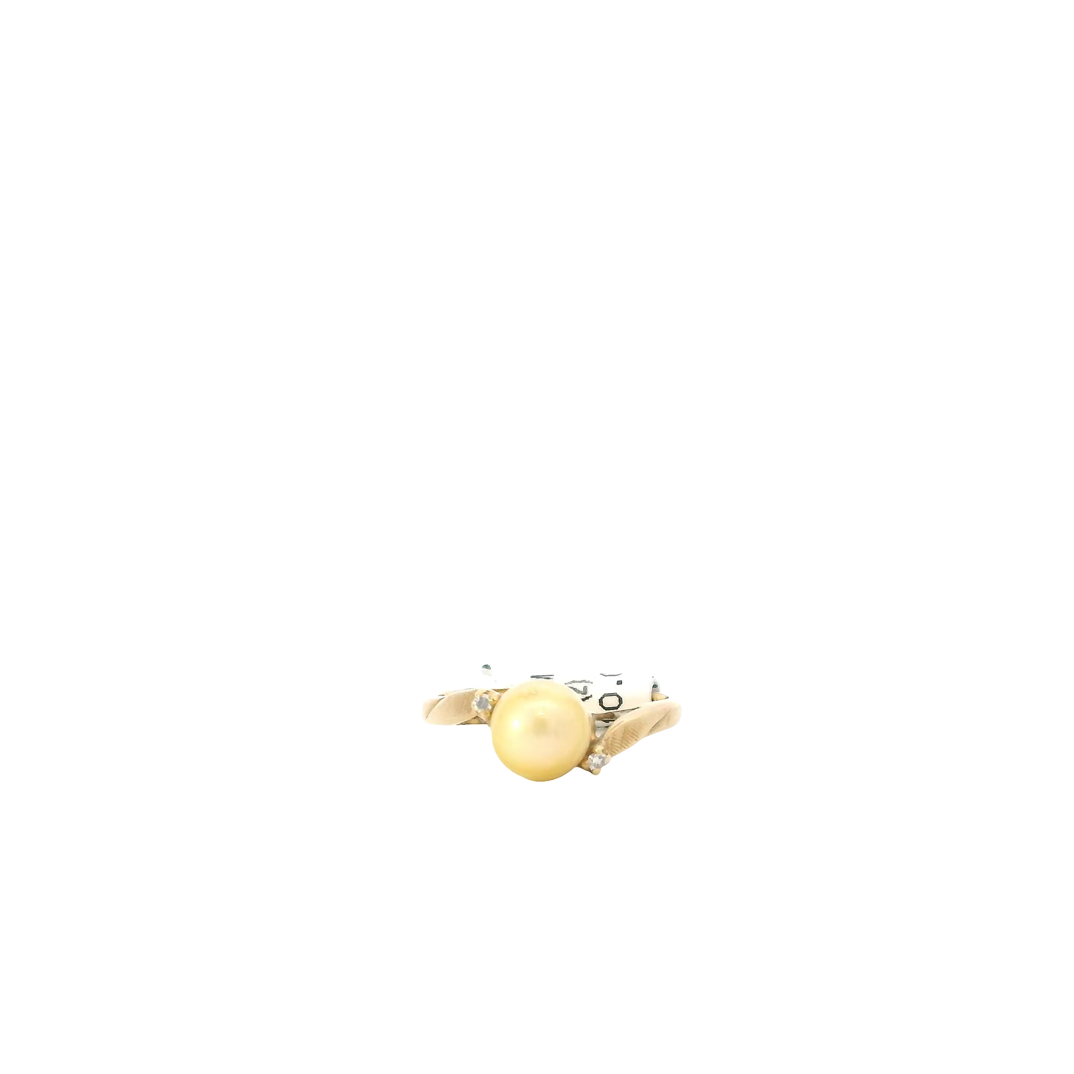 14K Yellow Gold Akoya Pearl & Diamond Women's Ring -0.02ct
