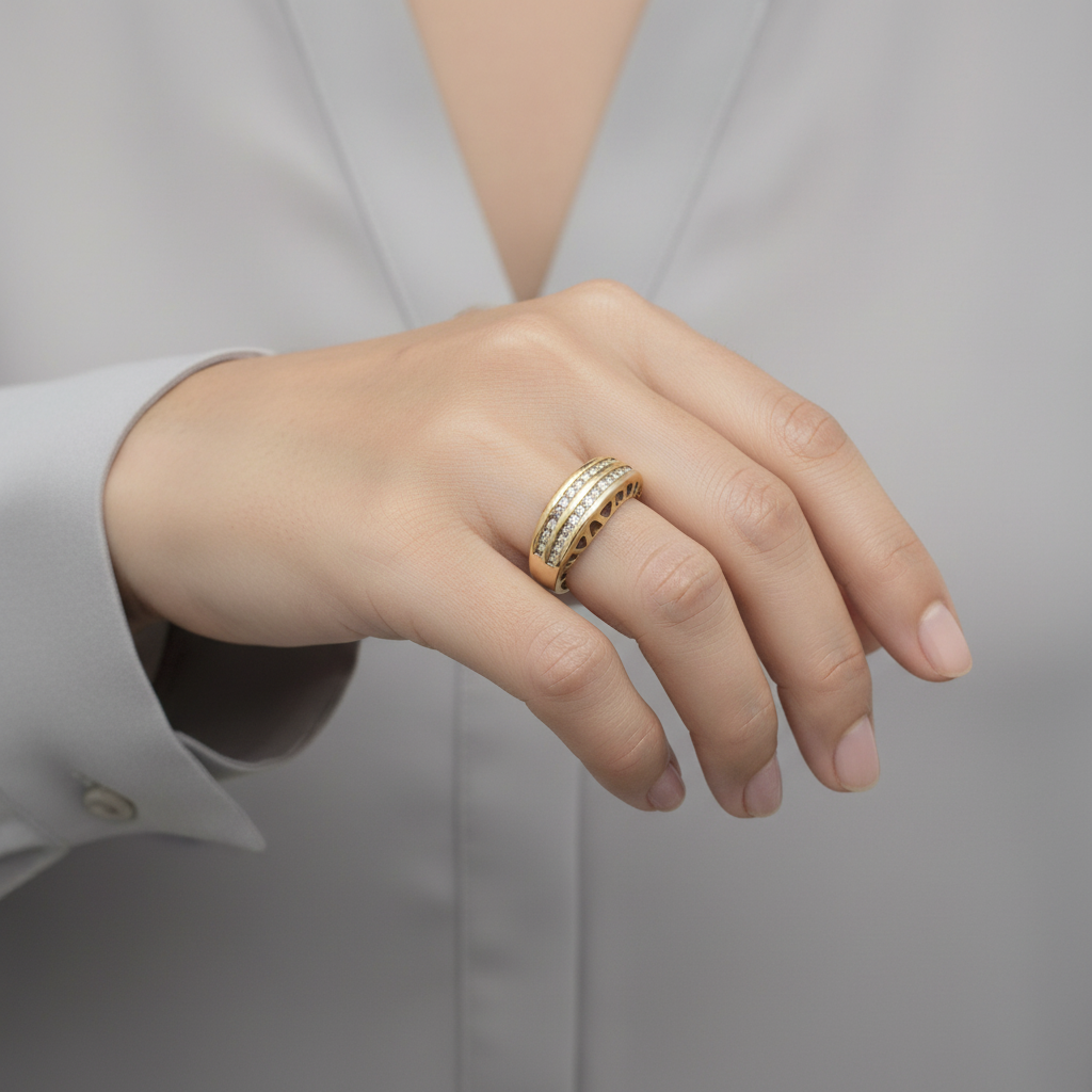 10K Yellow Gold Diamond Women's Ring -0.59ct