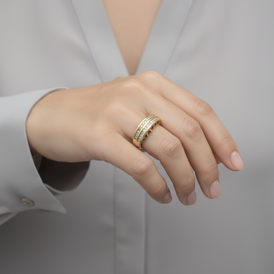 10K Yellow Gold Diamond Women's Ring -0.59ct