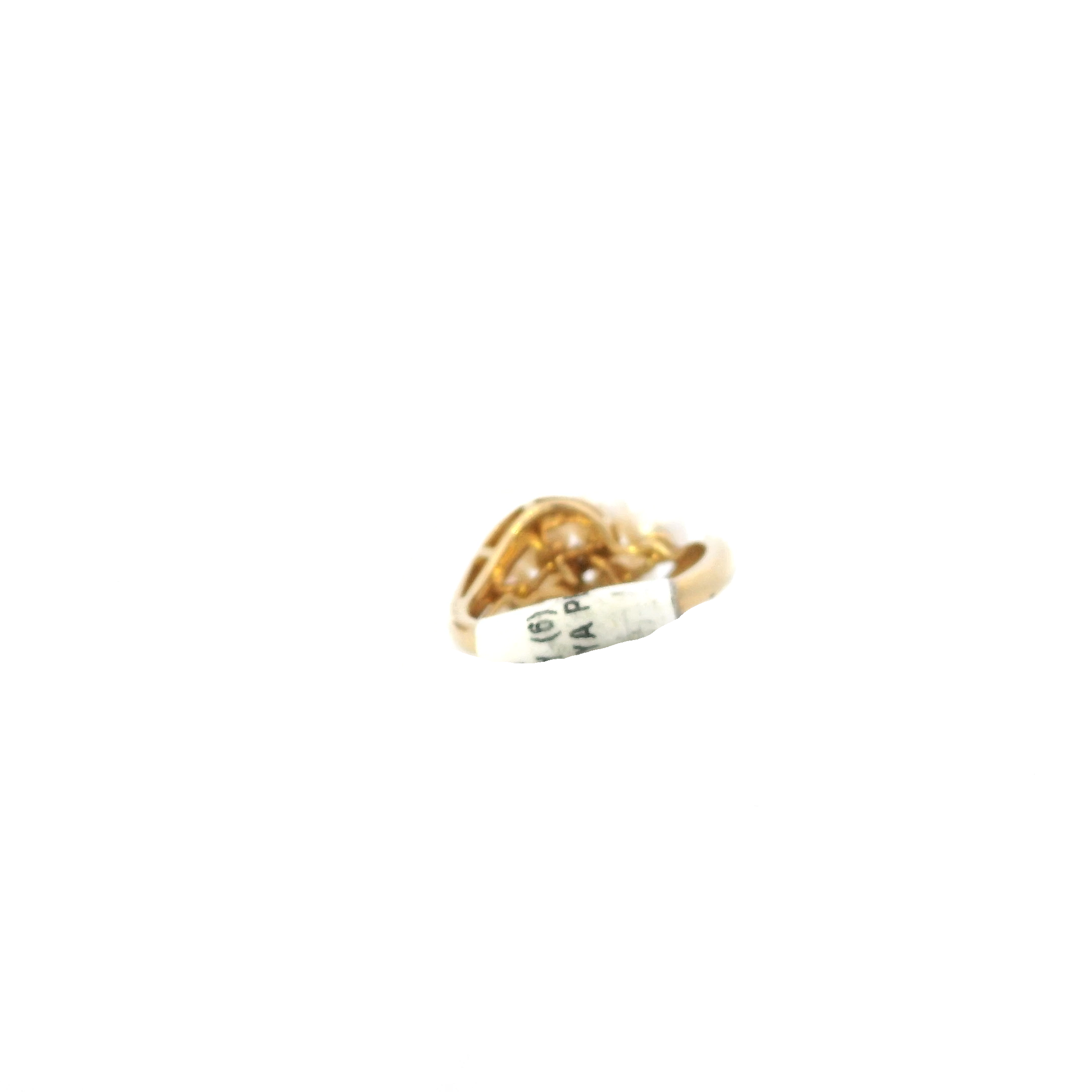 10K Yellow Gold Akoya Pearl & Diamond Women's Ring -0.02ct