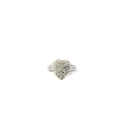 10K White Gold Diamond Women's Heart Ring - 0.58ct