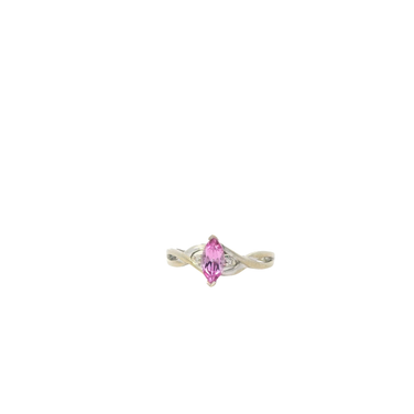 10K White Gold Pink Sapphire & Diamond Ring - 0.01ct