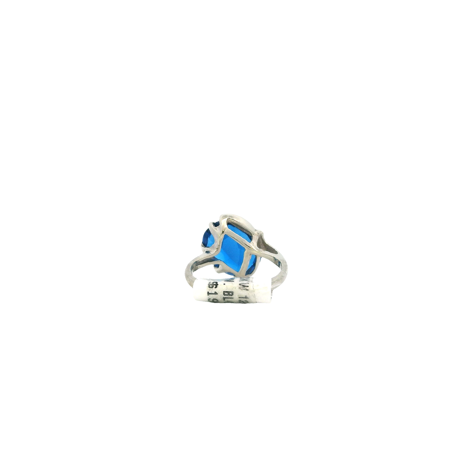 10K White Gold Oval Blue Synthetic Sapphire Women's Ring