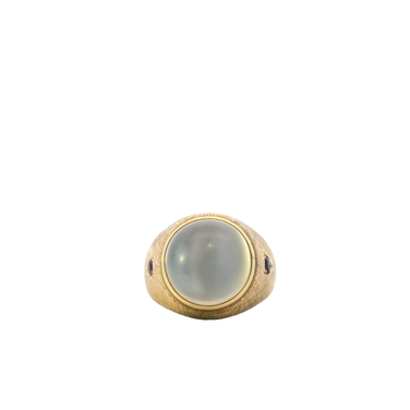 10K Yellow Gold Moonstone & Ruby Men's Ring