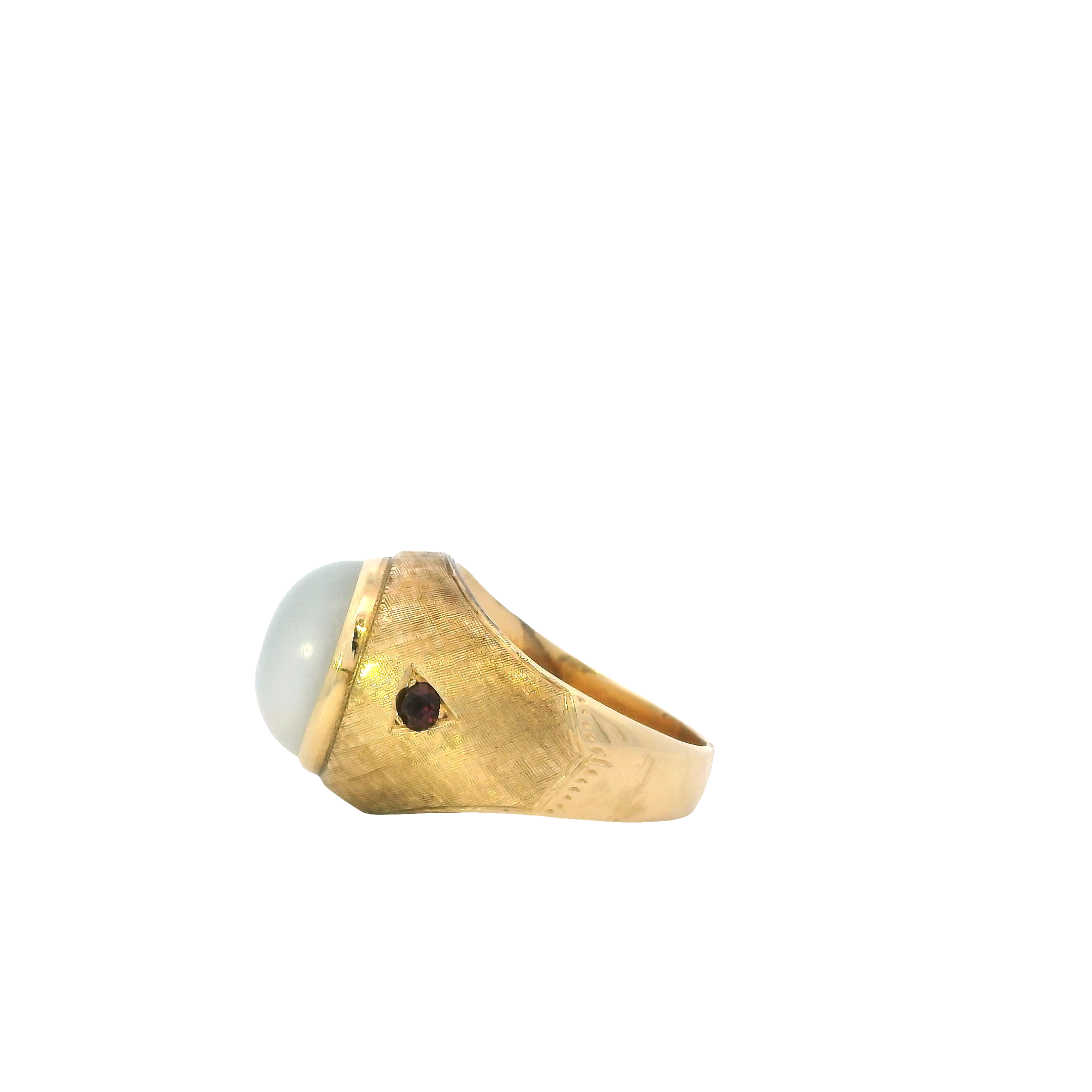 10K Yellow Gold Moonstone & Ruby Men's Ring