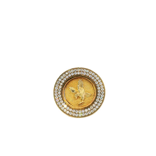 10K Yellow Gold Round Eagle Men's Ring