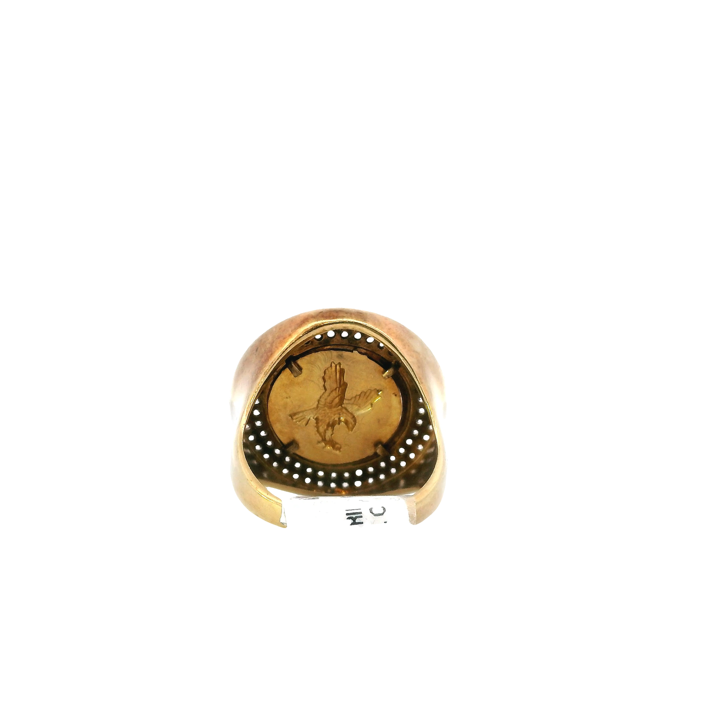 10K Yellow Gold Round Eagle Men's Ring