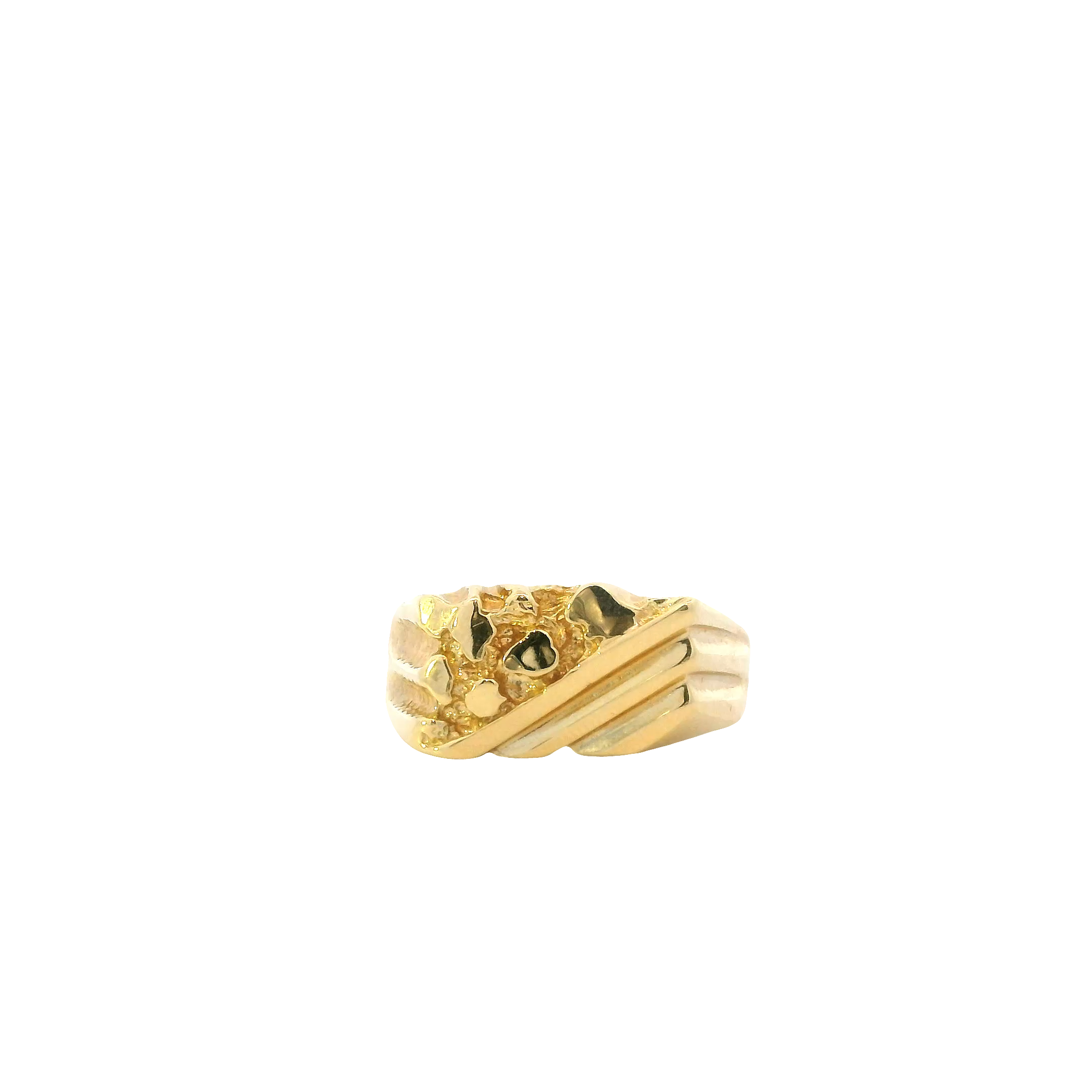 14K Yellow Gold Nugget Men's Ring