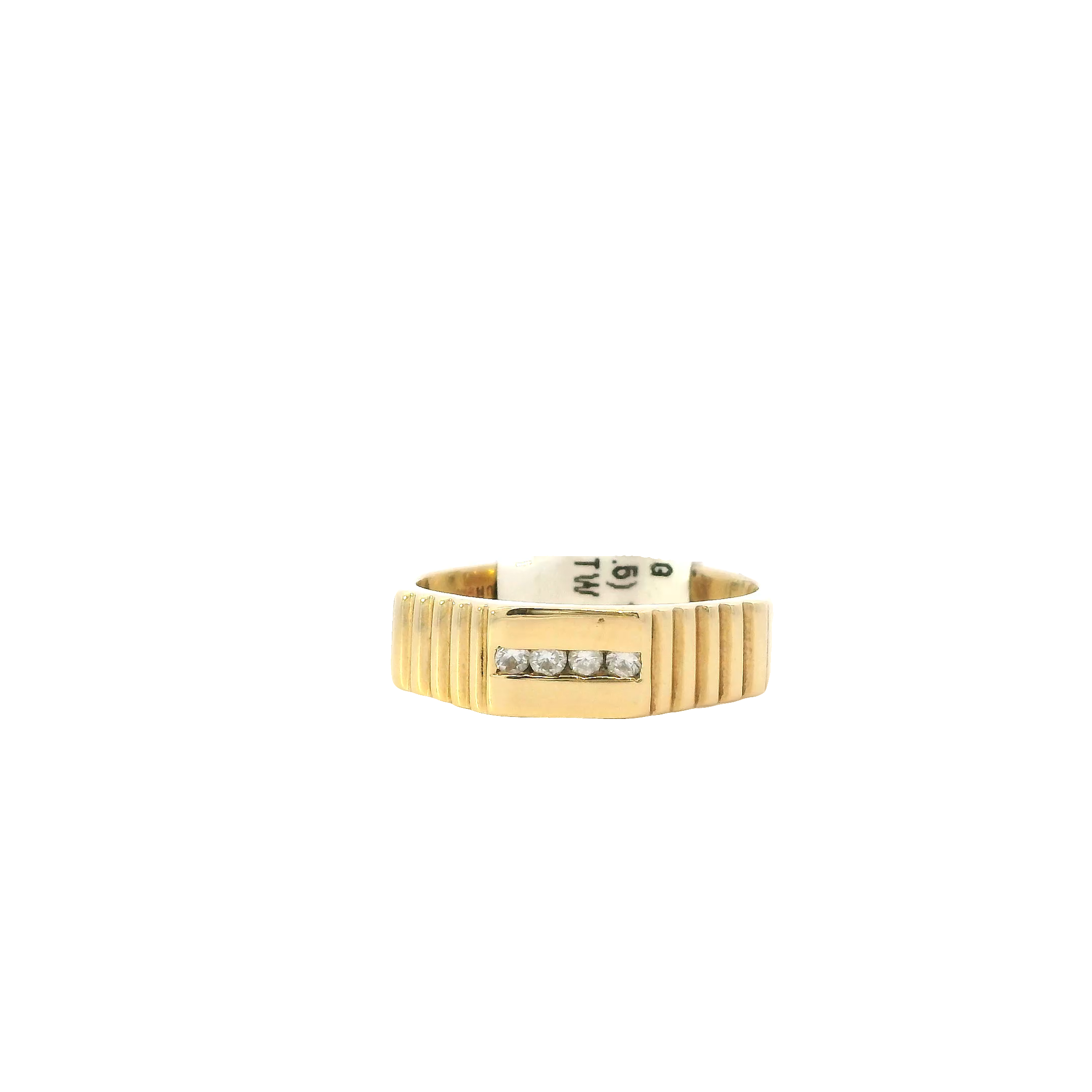 14K Yellow Gold Diamond Men's Ring -0.11ct